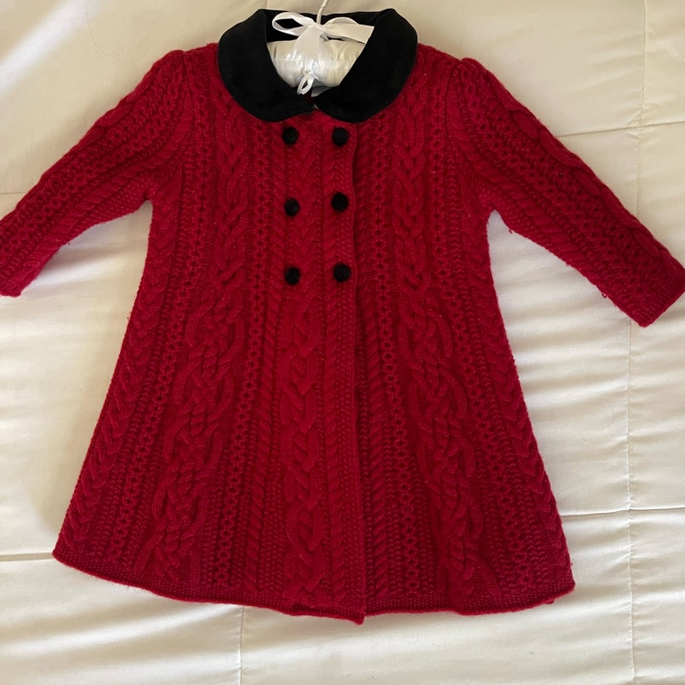 Polo by Ralph Lauren Red and Black Wool-Blend Double-Breasted Coat